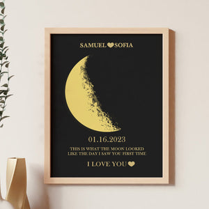 Benutzerdefinierter Holzrahmen Mit Mondphase Und Namen Mit Ihrem Text, Individueller Kunstrahmen Für Paare, Das Beste Geschenk Zum Valentinstag - MadeMineDE