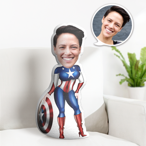 Benutzerdefiniertes Gesichtskissen Personalisierte Gesichtspuppe Weibliche Captain America Puppe Minime Kissengeschenke Für Sie - mademinede