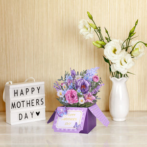 Schönen Muttertag Pop-up-Karte Lila Blumenkarte zum Muttertag