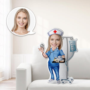 Benutzerdefinierte und schöne Krankenschwester Spielzeuge Personalisiertes Foto Mein Gesicht auf Kissen Einzigartig Personalisiertes Dekokissen Ein wirklich lustiges Geschenk