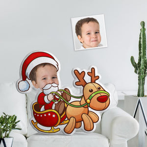 Benutzerdefiniertes Santa Minime Dekokissen Einzigartiges und Personalisiertes Minikissen für die Babys des Weihnachtsrentierwagen Geben Sie Ihrem Kind das sinnvollste Geschenk