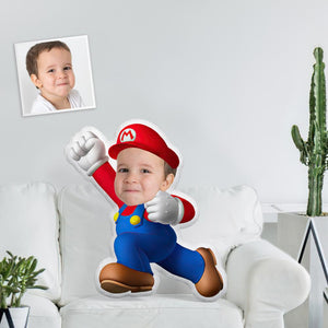 Benutzerdefinierte Gesichtsfoto Minispielzeug Einzigartig Personalisiertes Selbstbewusstsein Mario Kissen kann das interessanteste Geschenk sein