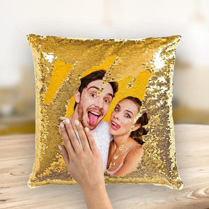 Personalisiert Paar Foto Kissen mit Magischen Pailletten Mehrfarbig Glänzend 15.75*15.75