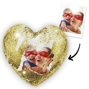 Benutzerdefiniertes Fotokissen mit Magischen Pailletten Liebe Herzform Für Mama