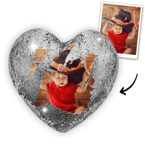 Benutzerdefiniert Süße Liebe Foto Magisches Herz Pailletten Kissen