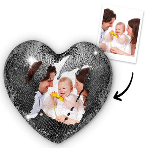 Benutzerdefiniertes Fotokissen mit Magischen Pailletten Liebe Herzform Für Mama