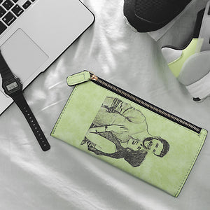 Damen Lange Stil Personalisiert Foto Graviert Reißverschluss Geldtasche - Hell Grün Leder