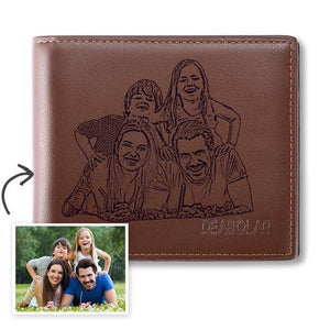 Eine personalisierte Foto Geldbörse mit einer Gruppe von vier Personen