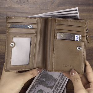 Foto Gravierte Geldbörse Kurze Leder Geldbörse Braun Leder Mit Münztasche - Entwerfen Sie Ihre eigenen