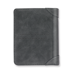 Foto Gravierte Geldbörse Kurze Leder Geldbörse Grau Leder Mit Münztasche - Entwerfen Sie Ihre eigenen