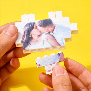 Kundenspezifisches Baustein-puzzle-personalisiertes Foto-ziegelstein-herz-form-einseitiges Foto - MadeMineDE