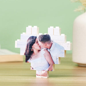 Gifts for Her Custom Building Brick Personalized Photo Block Heart Shaped - MadeMineDE