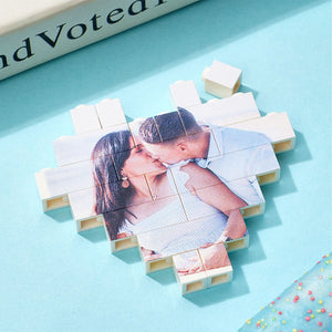 Christmas Gifts Custom Building Brick Personalized Photo Block Heart Shape - MadeMineDE