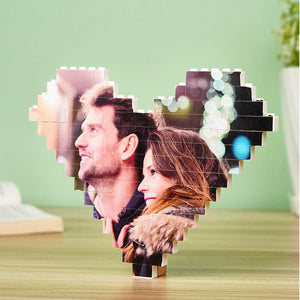 Kundenspezifisches Baustein-puzzle-personalisiertes Foto-ziegel-herz-form-doppelseitiges Foto - MadeMineDE