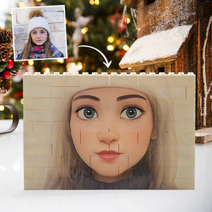Kundenspezifisches Baustein-puzzle-personalisiertes Karikatur-avatar-ziegel-horizontales Spielzeug-weihnachtsgeschenke - MadeMineDE