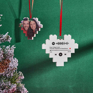 Weihnachtsverzierung Personalisiertes Baustein-puzzle Benutzerdefiniertes Herz Doppelseitiger Fotostein - MadeMineDE