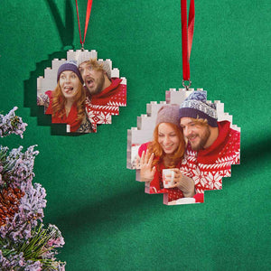 Weihnachtsverzierungs-kundenspezifischer Musik-code-runder Foto-ziegelstein-personalisiertes Baustein-puzzle - MadeMineDE