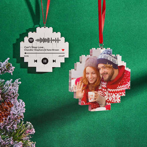 Weihnachtsverzierungs-kundenspezifischer Musik-code-runder Foto-ziegelstein-personalisiertes Baustein-puzzle - MadeMineDE