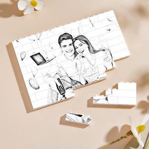 Kundenspezifisches Fotogravur-effekt-baustein-puzzle Für Liebhaber, Weiße Und Schwarze Farbe, Perfekt Für Den Valentinstag - MadeMineDE
