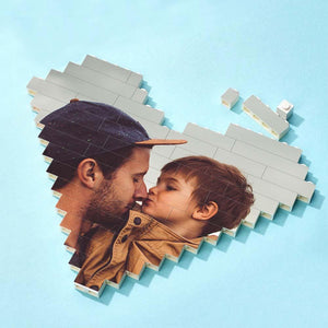 Personalisiertes Musik-code-baustein-puzzle Personalisierte Foto- Und Text-ziegelstein-herzform Für Vatertagsgeschenke - MadeMineDE