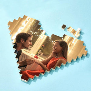 Benutzerdefiniertes Baustein-puzzle Personalisiertes Herzförmiges Foto- Und Textstein-geschenk Für Paare - MadeMineDE