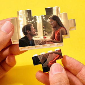 Benutzerdefiniertes Baustein-puzzle Personalisiertes Herzförmiges Foto- Und Textstein-geschenk Für Paare - MadeMineDE