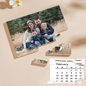 Personalisiertes Baustein-puzzle Benutzerdefiniertes Foto- Und Datumsstein-geschenk Für Die Familie - MadeMineDE