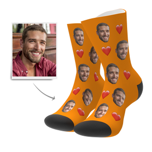 Kundenspezifische Foto Liebes Gesichts Socken mit Text
