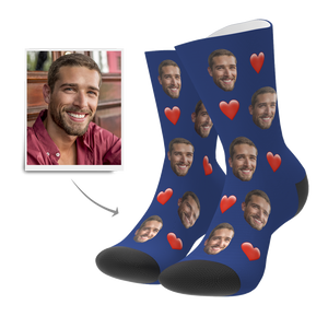 Kundenspezifische Foto Liebes Gesichts Socken mit Text