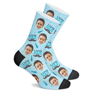 I Love Dad Personalisierte Gesicht Socken