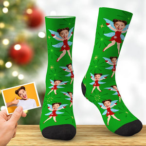 Benutzerdefinierte Weihnachtselfen-Fotosocken Lustiges Foto-Geschenk für sie, ihn oder beste Freunde