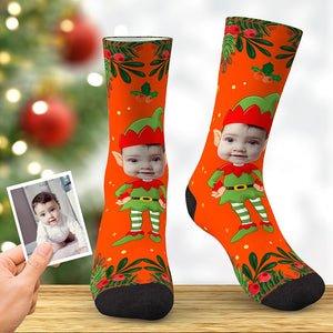 Custom Face Weihnachtsgeschenk Elf Socken für Geschenk