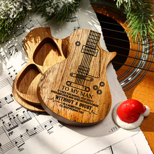 Kundenspezifisch gravierter Gitarren-Pick-Halter aus Holz mit 3 Pick