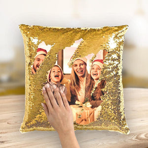 Benutzerdefiniert Paare Foto Kissen mit Magischen Pailletten Mehrfarbig Glänzend 15.75*15.75 Weihnachtsgeschenk
