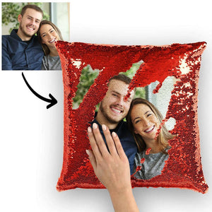 Personalisiert Paar Foto Kissen mit Magischen Pailletten Mehrfarbig Glänzend 15.75*15.75