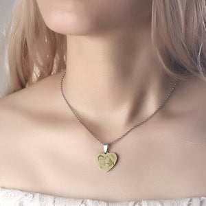 Damen Herz Foto Gravierte Tag Halskette mit 18k Gold vergoldet Edelstahl