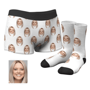 Herren Personalisierte Gesicht Boxershorts Unterhose& Socken Boxersocken Set Best gift for lover