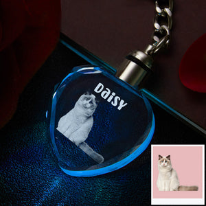Kundenspezifisches Foto-Kristall-Schlüsselanhänger Haustier-Andenken-Kristall-Schlüsselanhänger Herz-Form-Foto Keychain