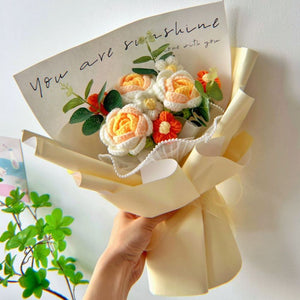 Gehäkelter Blumenstrauß Handgemachter Gestrickter Rosenstrauß Geschenk Für Sie - MadeMineDE