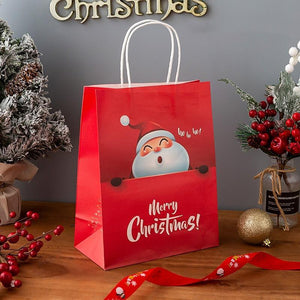 Christmas Gift Paper Bag with Handles for Christmas Eve Party Supplies