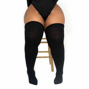 Frauen Winter Beinwärmer große Größe drei Stangen gestreift modisch lange Röhren Overknee Socken