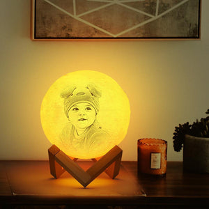 Foto Gravur 3D Druck Mond Lampe | Berühren Sie 2 Farben | Baby-Geschenk