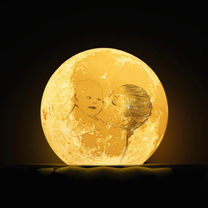 Foto Gravur 3D Druck Mond Lampe | Berühren Sie 2 Farben | Mamas Geschenk