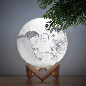 Foto Gravur 3D Druck Mond Lampe | Tippen Sie auf 3 Farben | Familiengeschenk