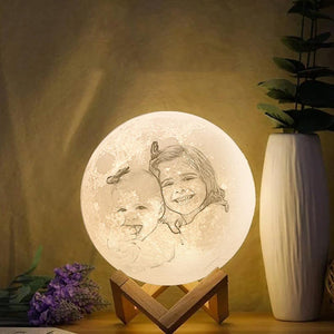 Foto Gravur 3D Druck Mond Lampe | Tippen Sie auf 3 Farben | Mamas Geschenk