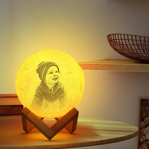 Foto Gravur 3D Druck Mond Lampe | Fernsteuerung 16 Farben | Baby-Geschenk