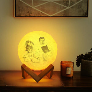 Foto Gravur 3D Druck Mond Lampe | Fernsteuerung 16 Farben | Familiengeschenk