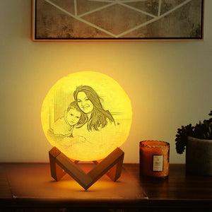 Foto Gravur 3D Druck Mond Lampe | Fernsteuerung 16 Farben | Mamas Geschenk