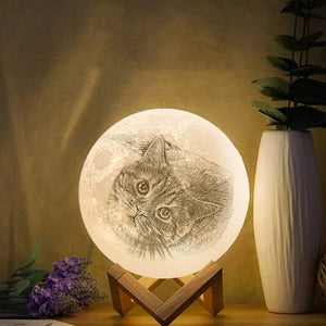 Foto Gravur 3D Druck Mond Lampe | Fernsteuerung 16 Farben | Schönes Haustier