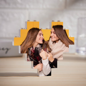 Kundenspezifisches Baustein-puzzle-personalisiertes Foto-ziegel-herz-form-doppelseitiges Foto - MadeMineDE